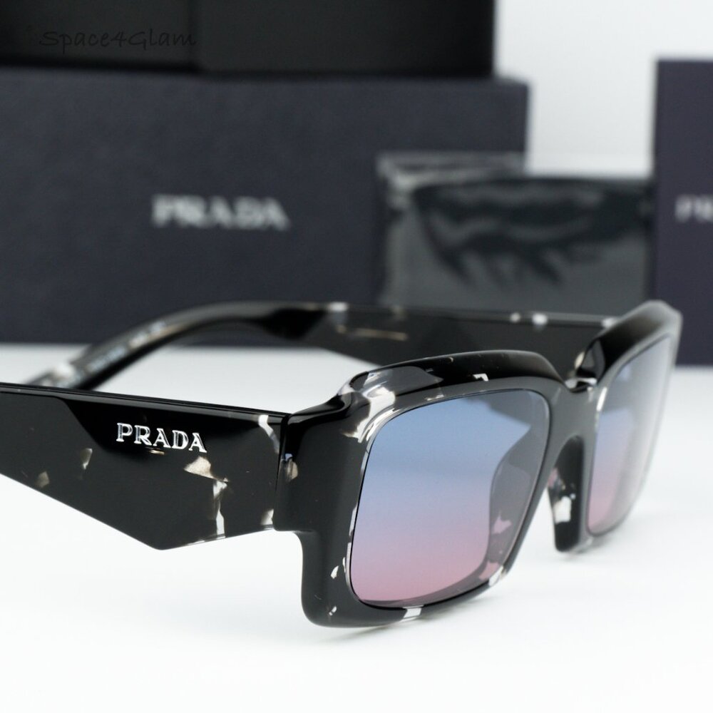 NEW Prada PR27ZS 15O60E Black Tortoise Blue Magenta Square Unisex Sunglasses